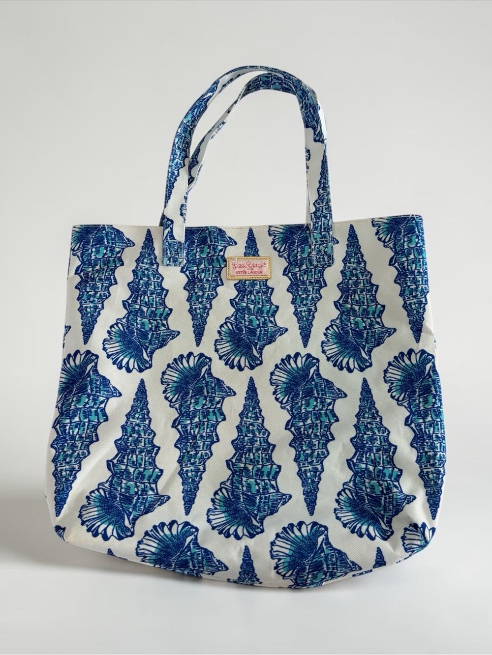Lilly Pulitzer Blue and White Shell-Print Canvas Tote